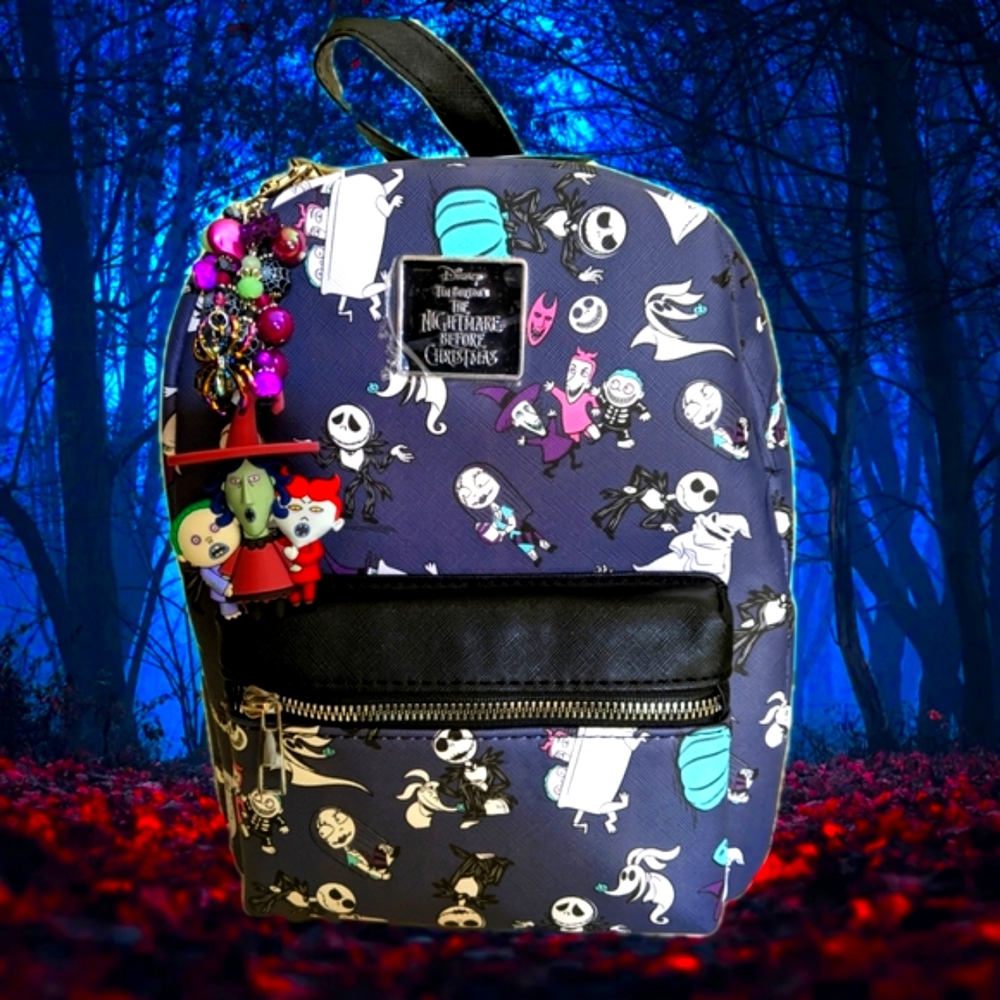 NWTLoungefly The Nightmare Before Christmas ChibiCharacters Mini Backpack&Charm!